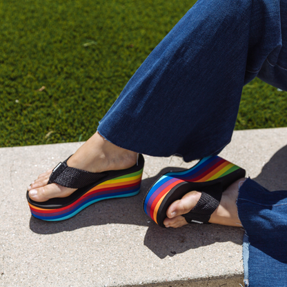 Rocket Dog Crush Rainbow Black Platform Flip Flop  Rocket Dog