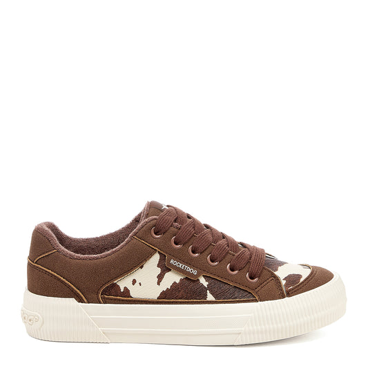 Rocket Dog Rocket Dog Women’s Cheery Brown Cow Print Sneaker