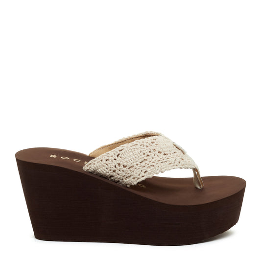 Rocket Dog Diver Natural Crochet Wedge Flip Flop