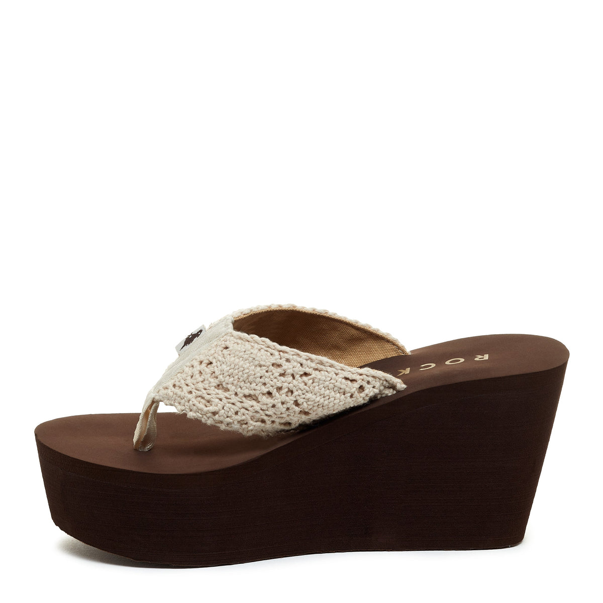 Rocket Dog Diver Natural Crochet Wedge Flip Flop