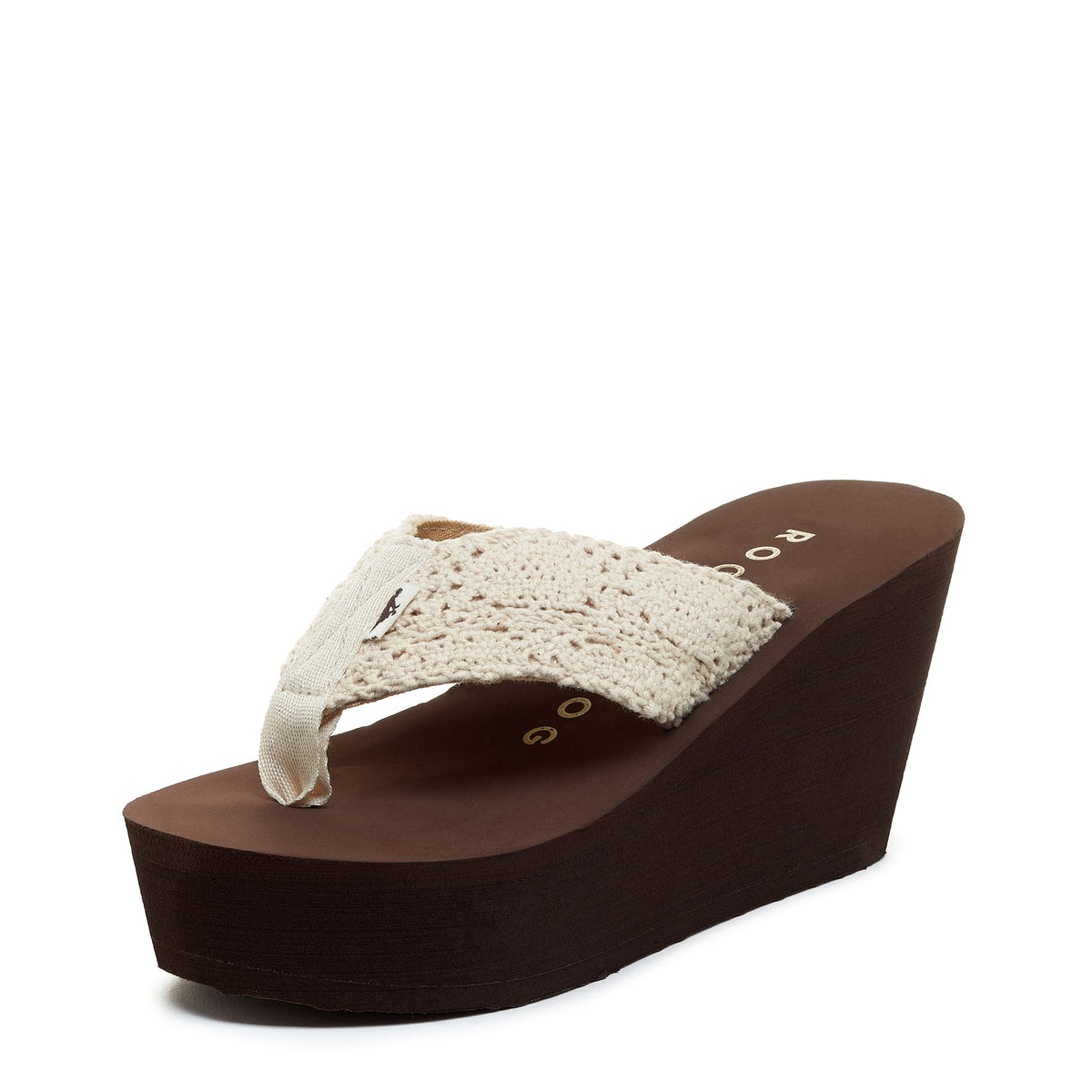 Rocket Dog Diver Natural Crochet Wedge Flip Flop