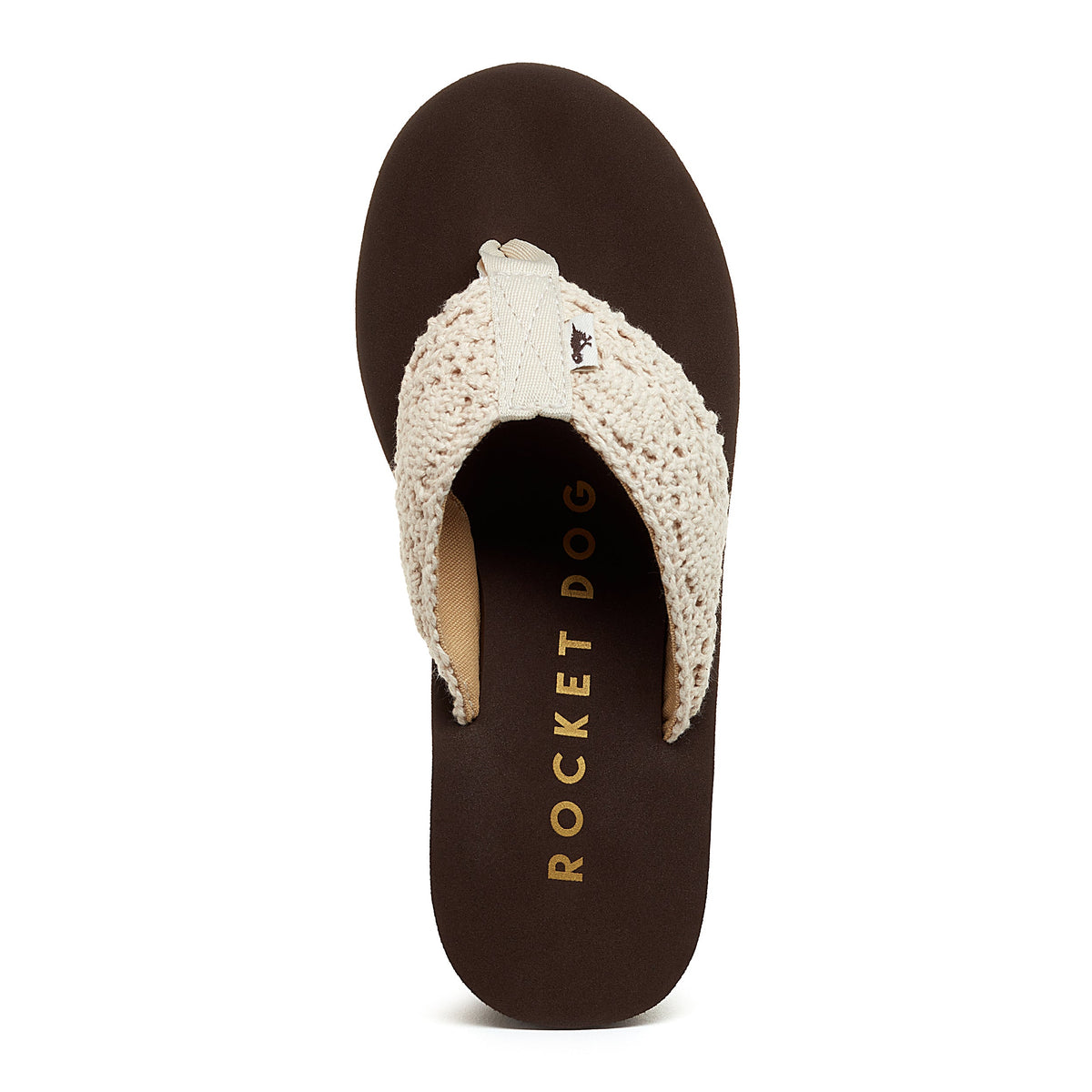 Rocket Dog Diver Natural Crochet Wedge Flip Flop