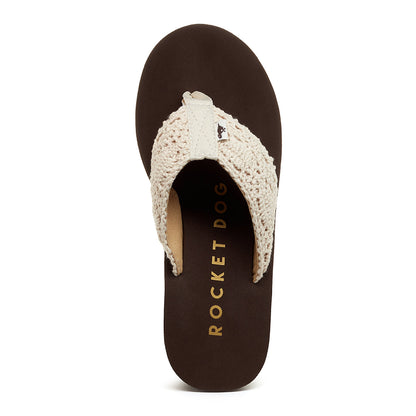 Rocket Dog Diver Natural Crochet Wedge Flip Flop