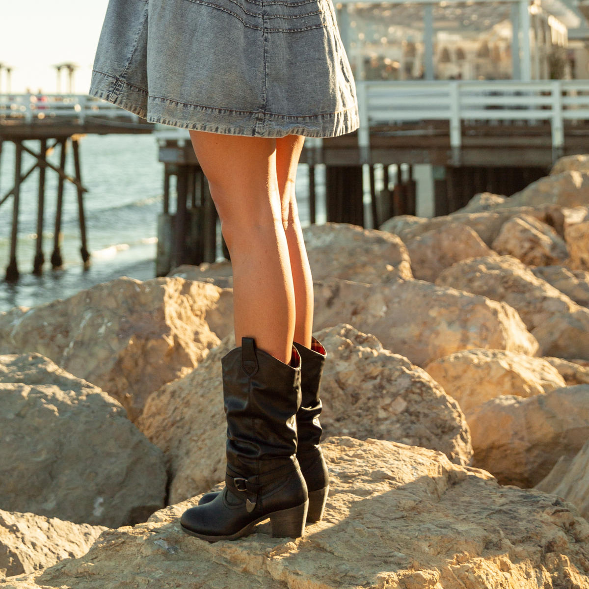 Rocket Dog Sidestep Black Western Boot